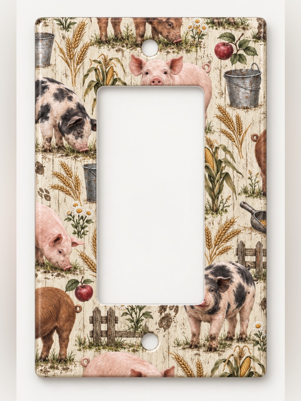 Rustic Pig Farmhouse Rocker GFCI Wall Plate Country Farm Kitchen Decor